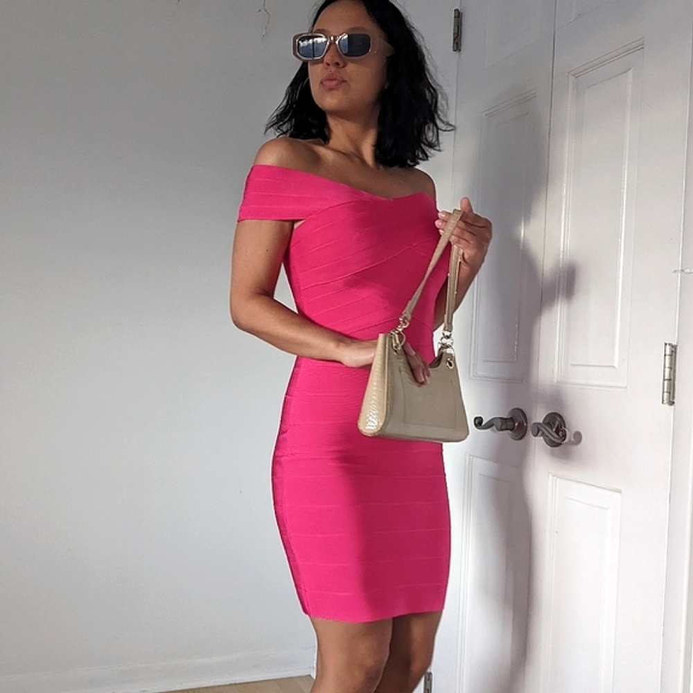 Hot Pink bodycon dress, size S
